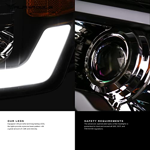 Black Projector Headlights with LED Bar L595219