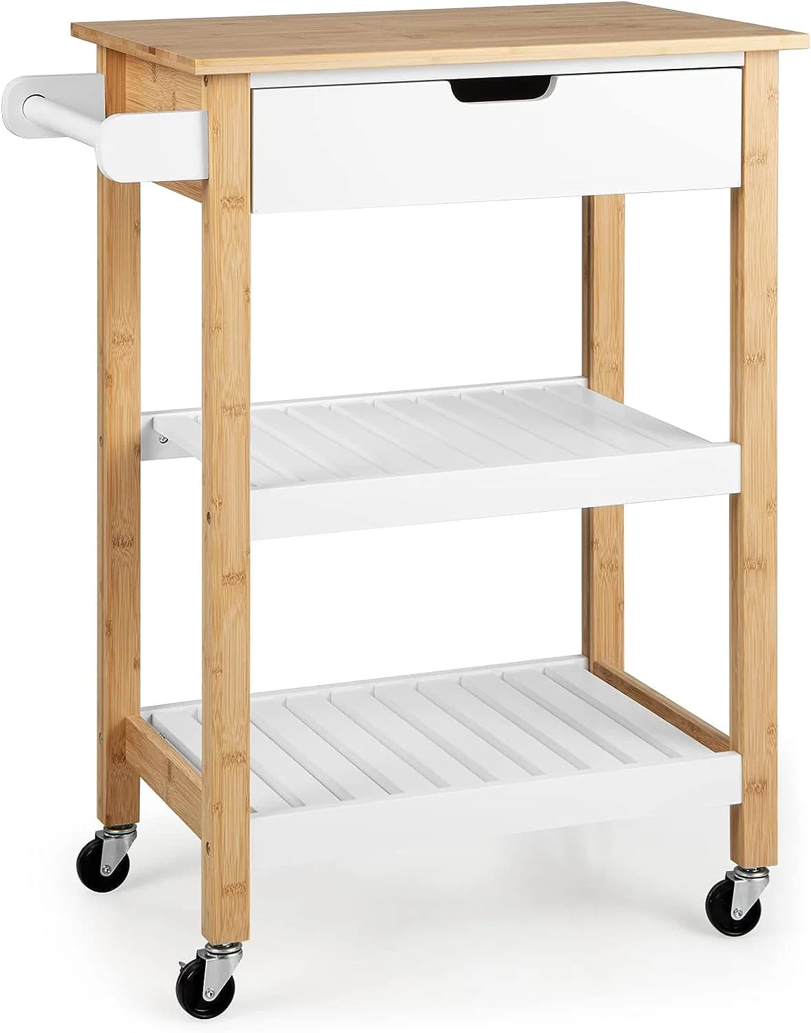 Rolling Bamboo Kitchen Cart with Storage S759