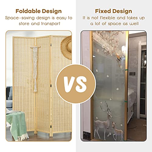 Bamboo 6 Ft Tall 4 Panel Folding Room Divider U472931