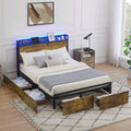 Queen Size Platform Bed Frame with Storage Headboard and 6 Drawers Z791