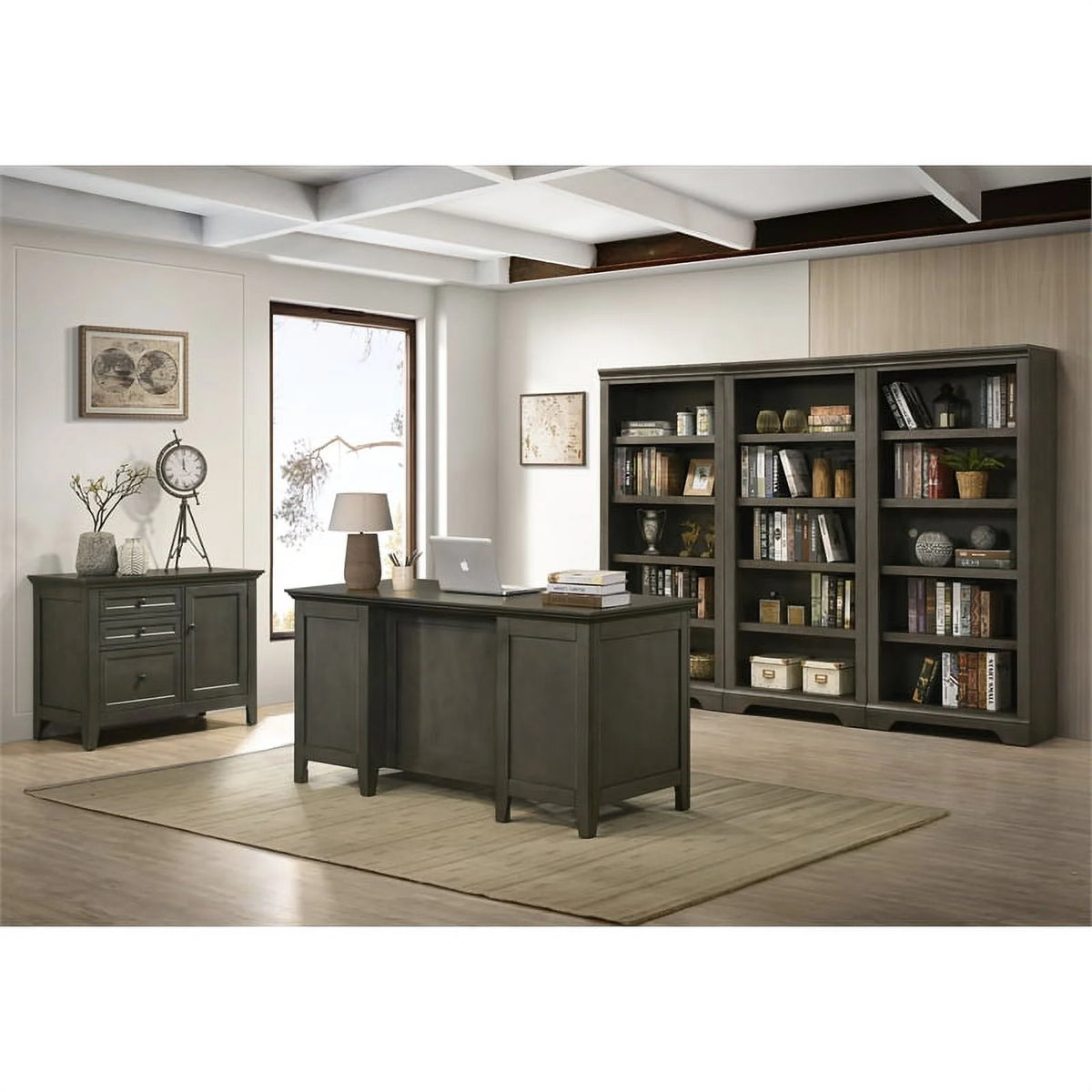 Gray Wood Bunching Bookcase R1055