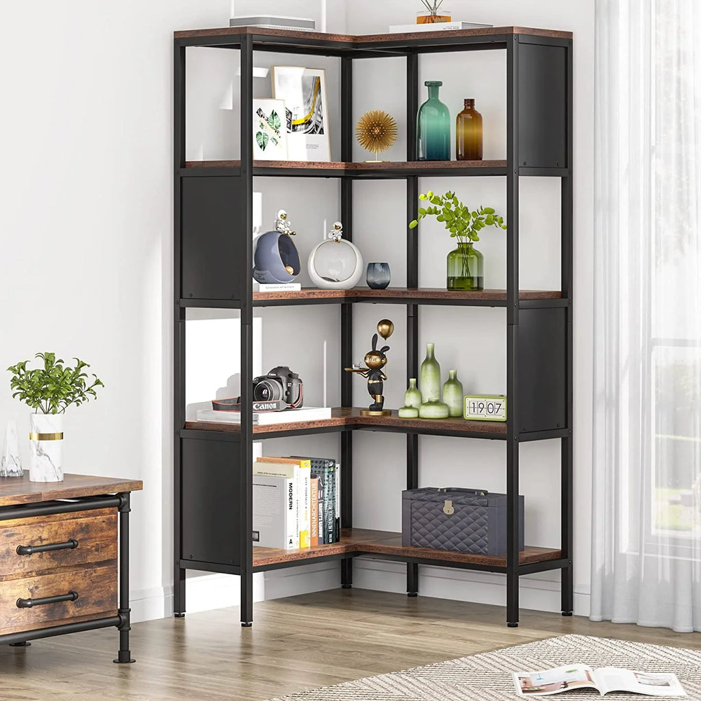 5-Tier L-Shaped Corner Bookshelf V847959