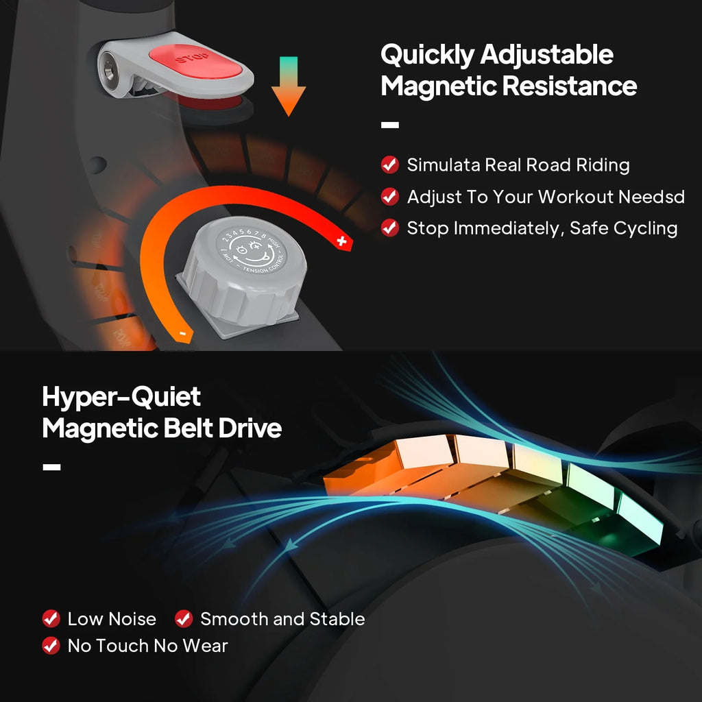 Indoor Cycling Bike Belt Drive Magnetic Stationary Exercise Bike 350lb P76948