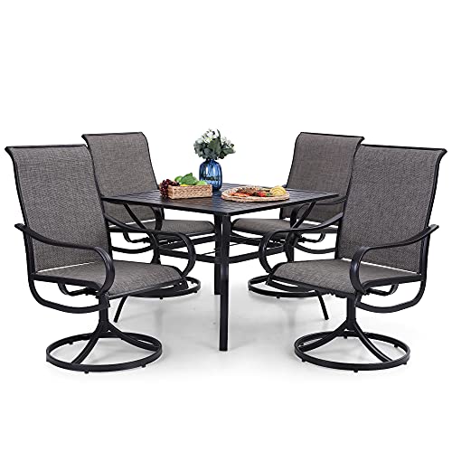 5 Pcs Outdoor Patio Dining Set with Swivel Chairs and Metal Dining Table X2263