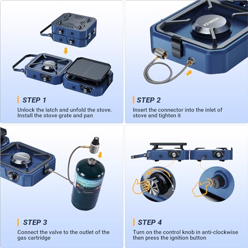 2 Burner Propane Camping Stove with Grill H923
