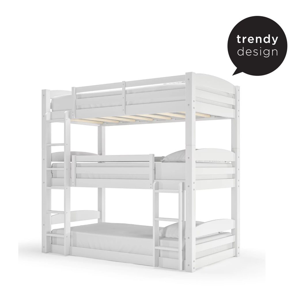White Triple Twin Bunk Bed D149
