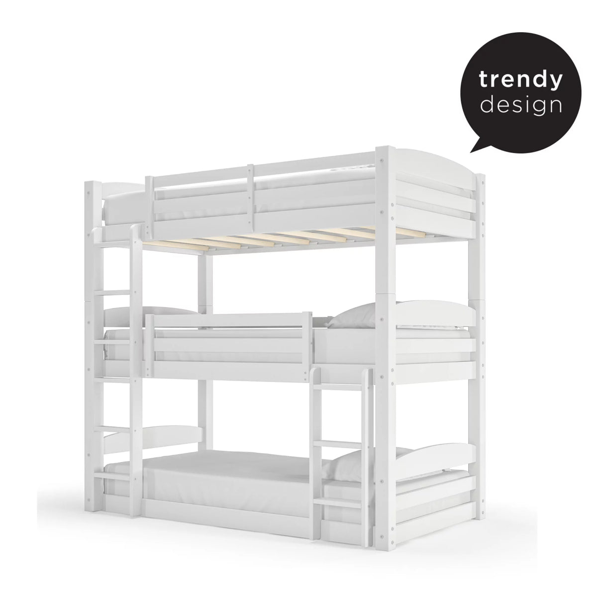 White Triple Twin Bunk Bed D149