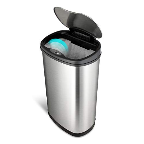 Stainless Steel Motion Sensor Trash Can 50liters Silver D5283