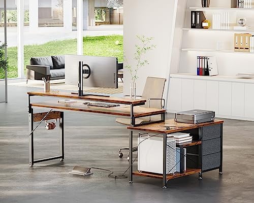 70 inch L Shaped Computer Desk with Drawers P789201
