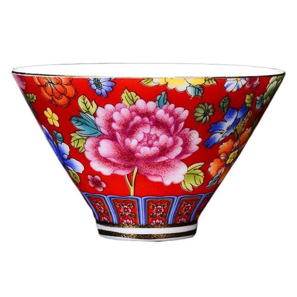 2.5 oz Handmade Enamel Painted Porcelain Wine & Tea Cup E107539
