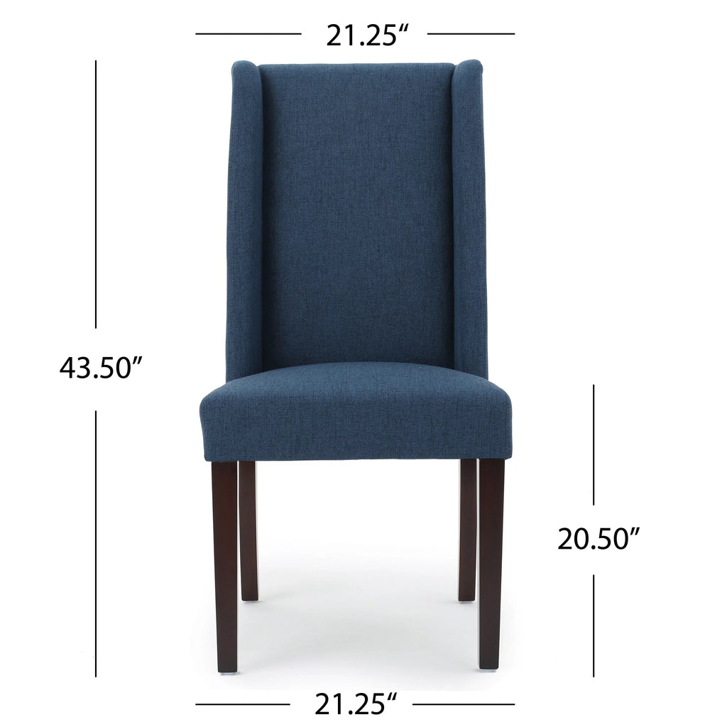 Navy Blue Fabric Wingback Dining Chair Set of 2 D711063