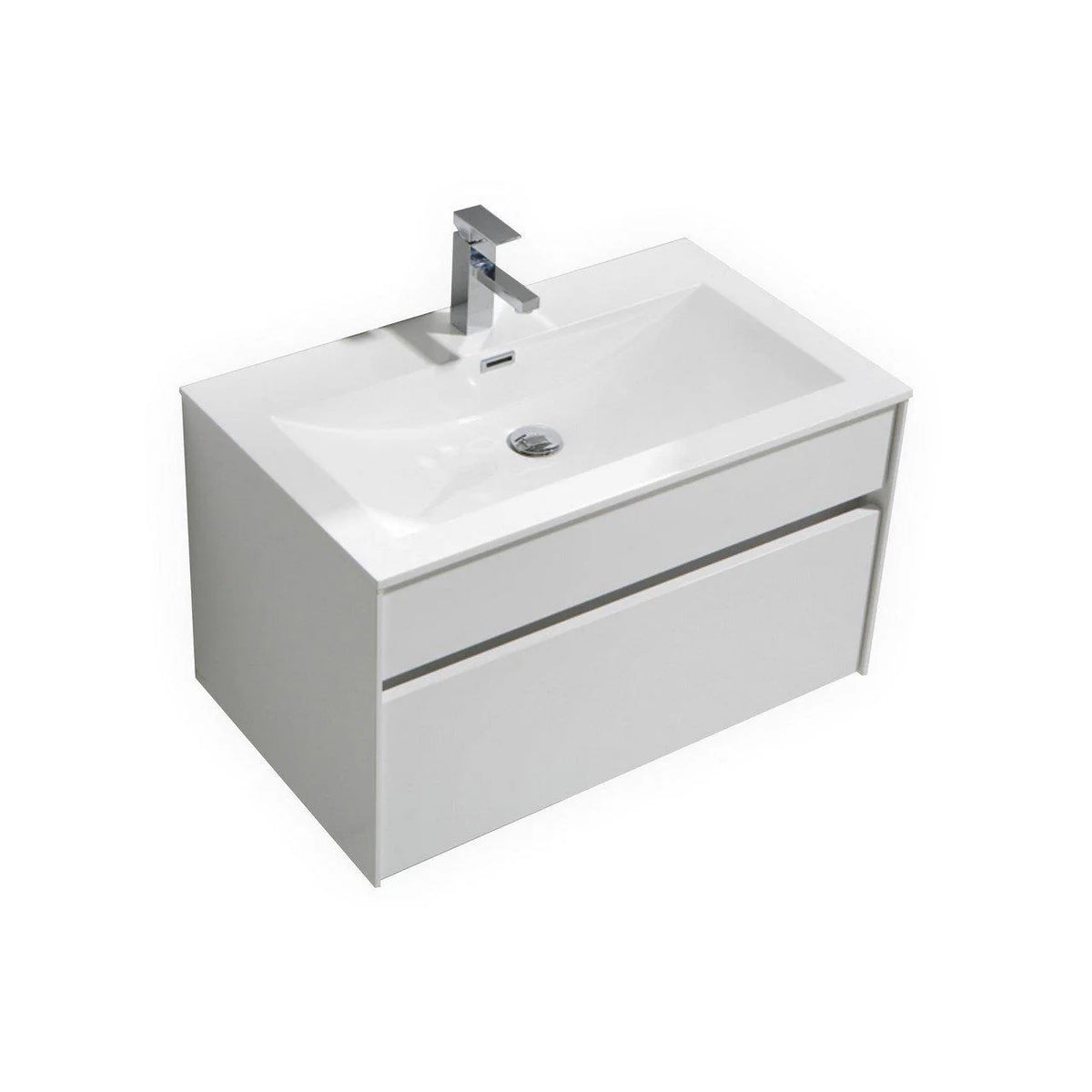 32 in. Wall Mount High Gloss White Bathroom Vanity O7248