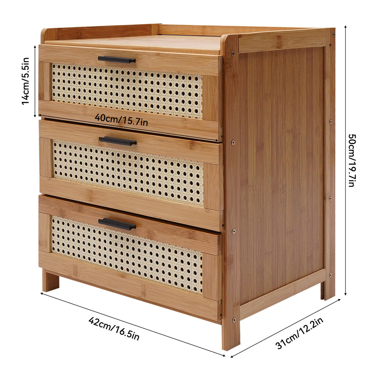 Mid-Century Vintage Nightstand with 3 Mesh Storage Drawers T275244