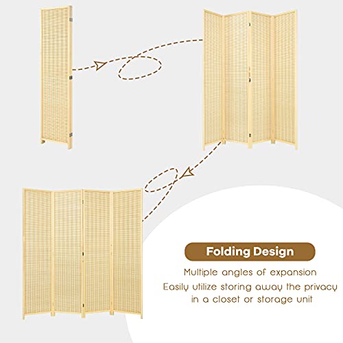Bamboo 6 Ft Tall 4 Panel Folding Room Divider U472931