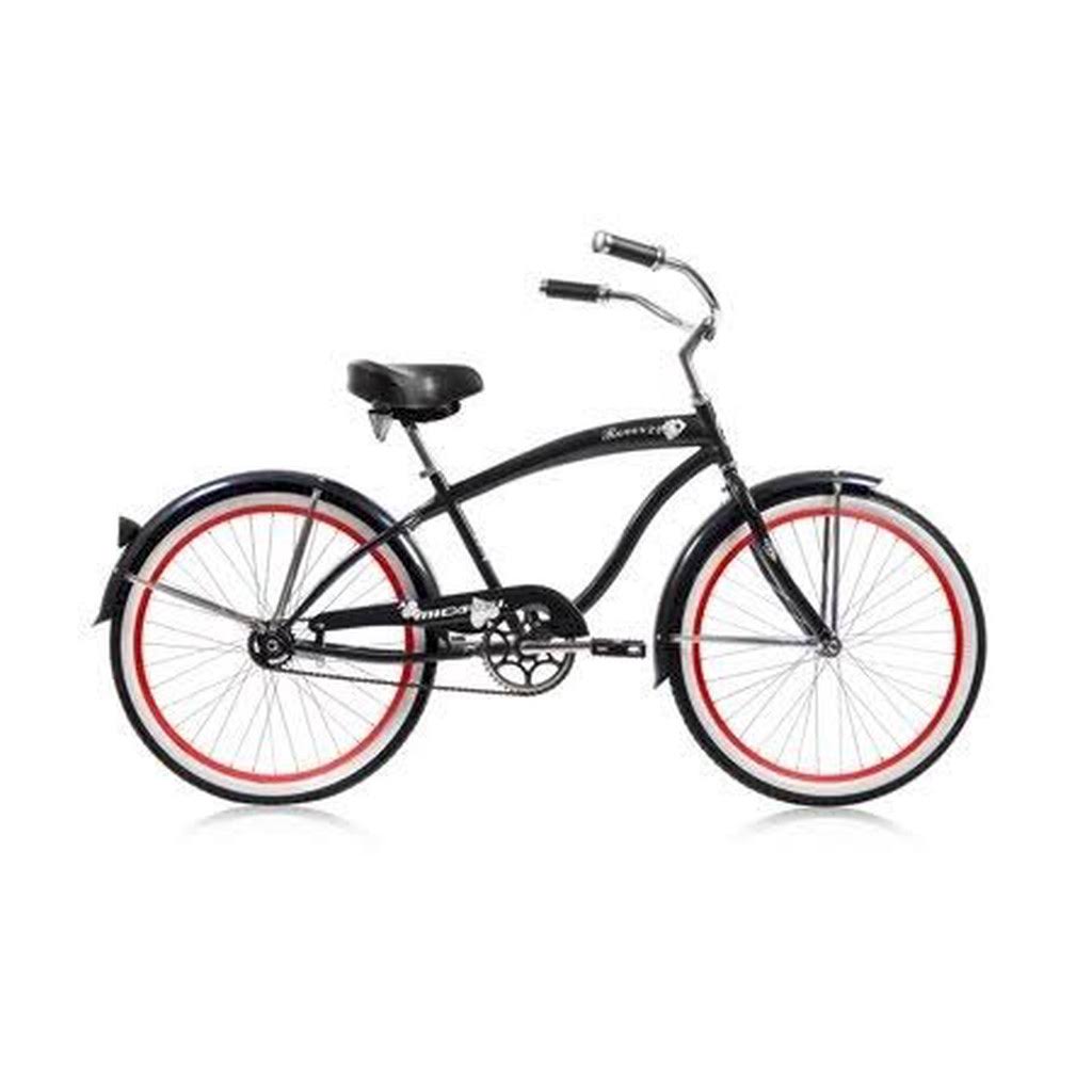 24 inch Beach Cruiser Matte Black Red Rim S49822