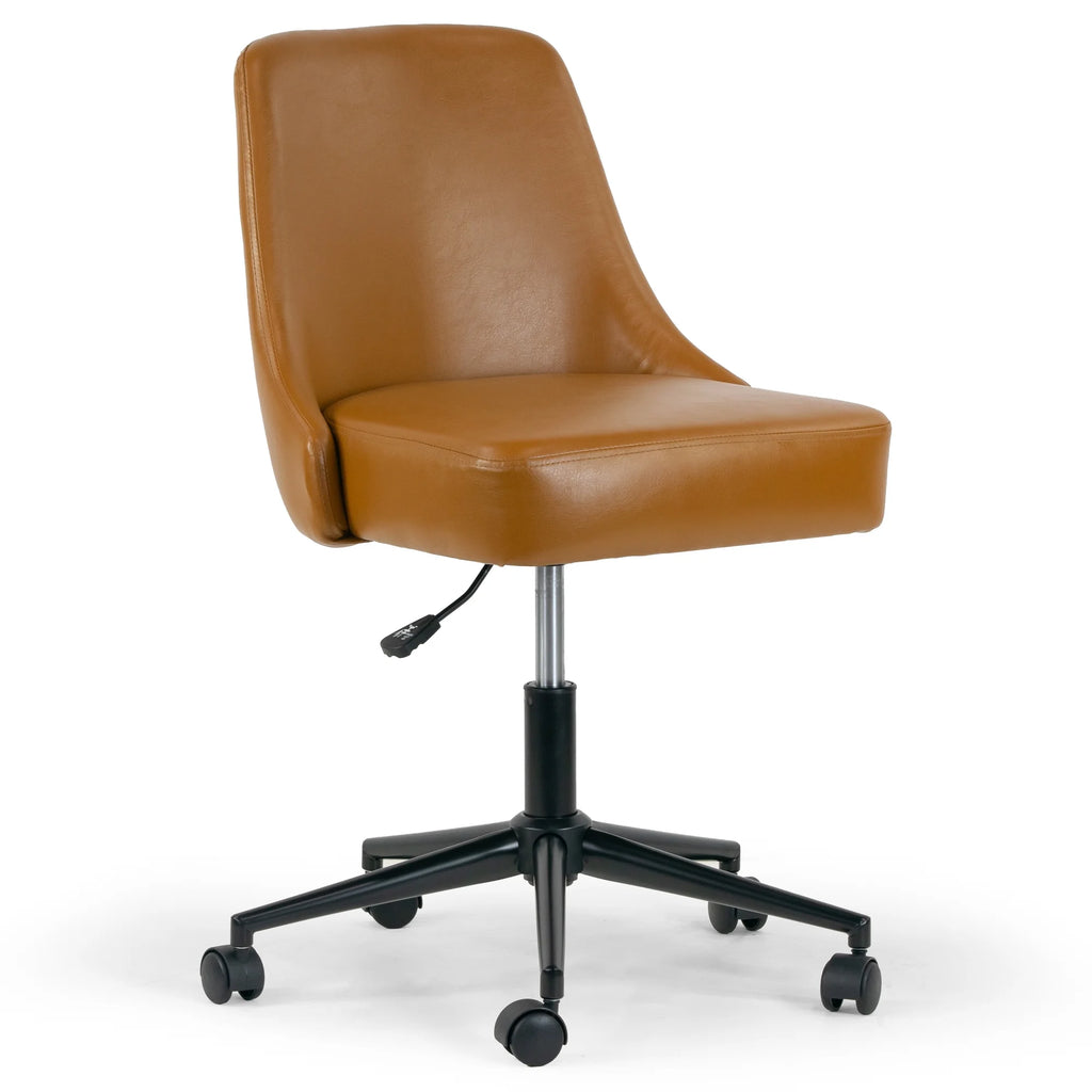 Light Brown Faux Leather Swivel Office Chair H238533