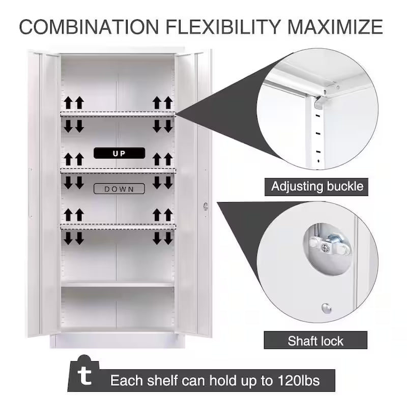 White Metal Garage Storage Cabinet with Single Handle E381