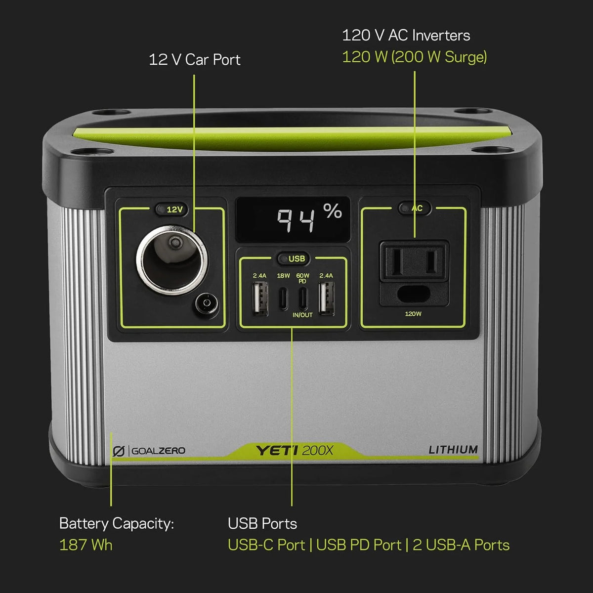 Portable Power Station 187Wh Lithium Battery 120 Watt AC Inverter X423