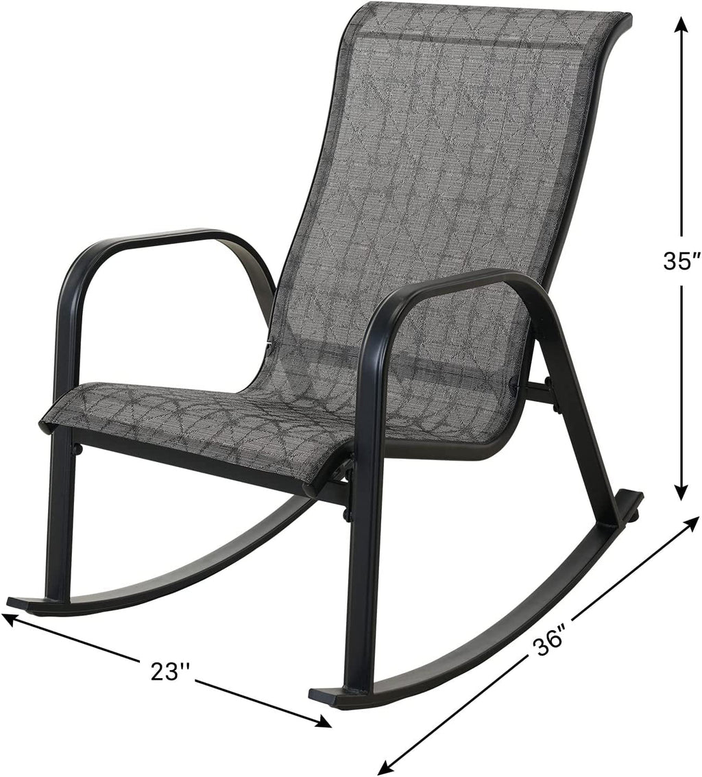 Black All-Weather Rocking Chair with Steel Frame U411