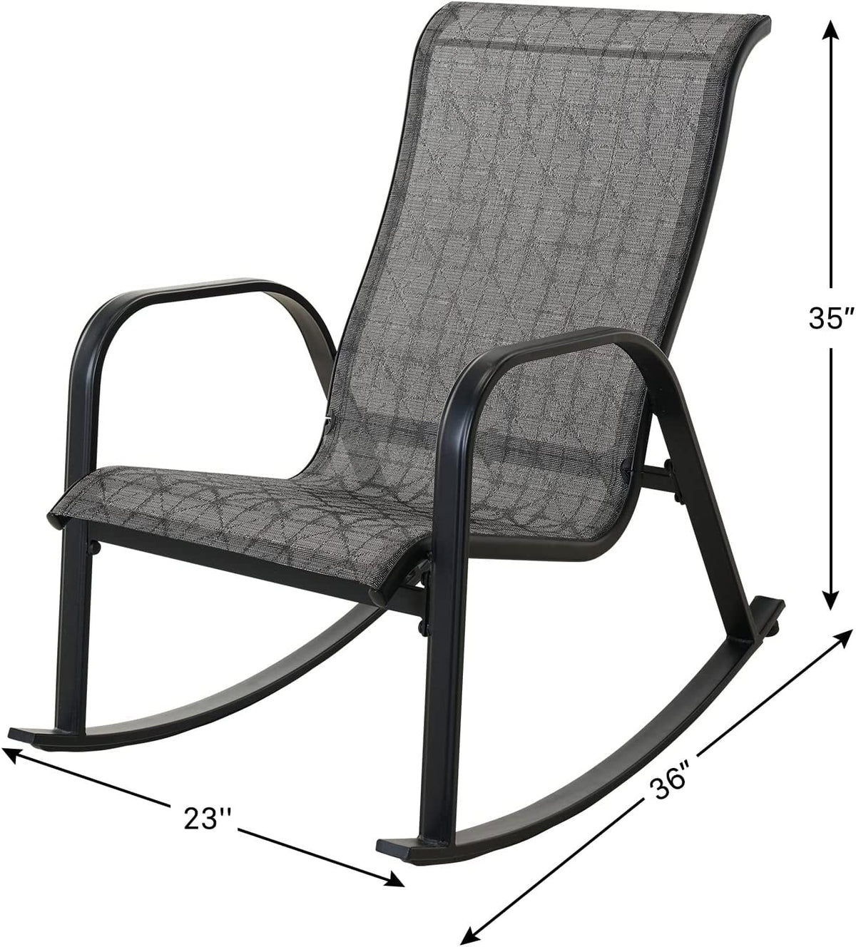 Black All-Weather Rocking Chair with Steel Frame U411