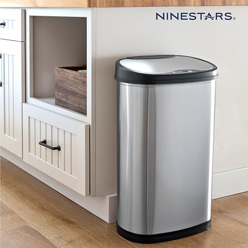 Stainless Steel Motion Sensor Trash Can 50liters Silver D5283