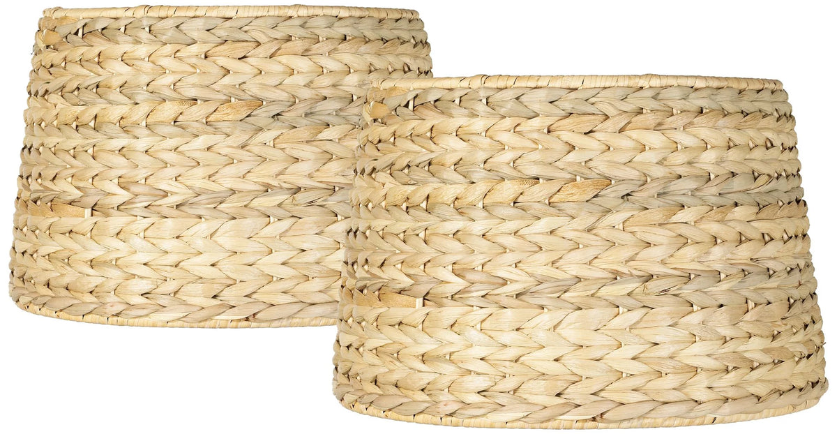 Set of 2 Woven Seagrass Drum Lamp Shades S367