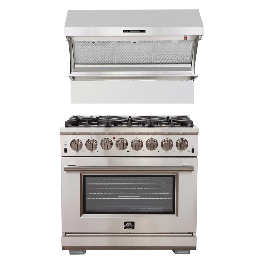 36 Inch Gas Burner Electric Oven Pro Range and Wall Mount Range Hood D793