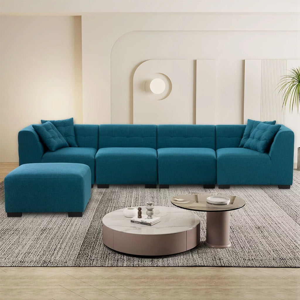 Convertible Sectional Sofa with Chaise L-Shaped 5 Seater D63109