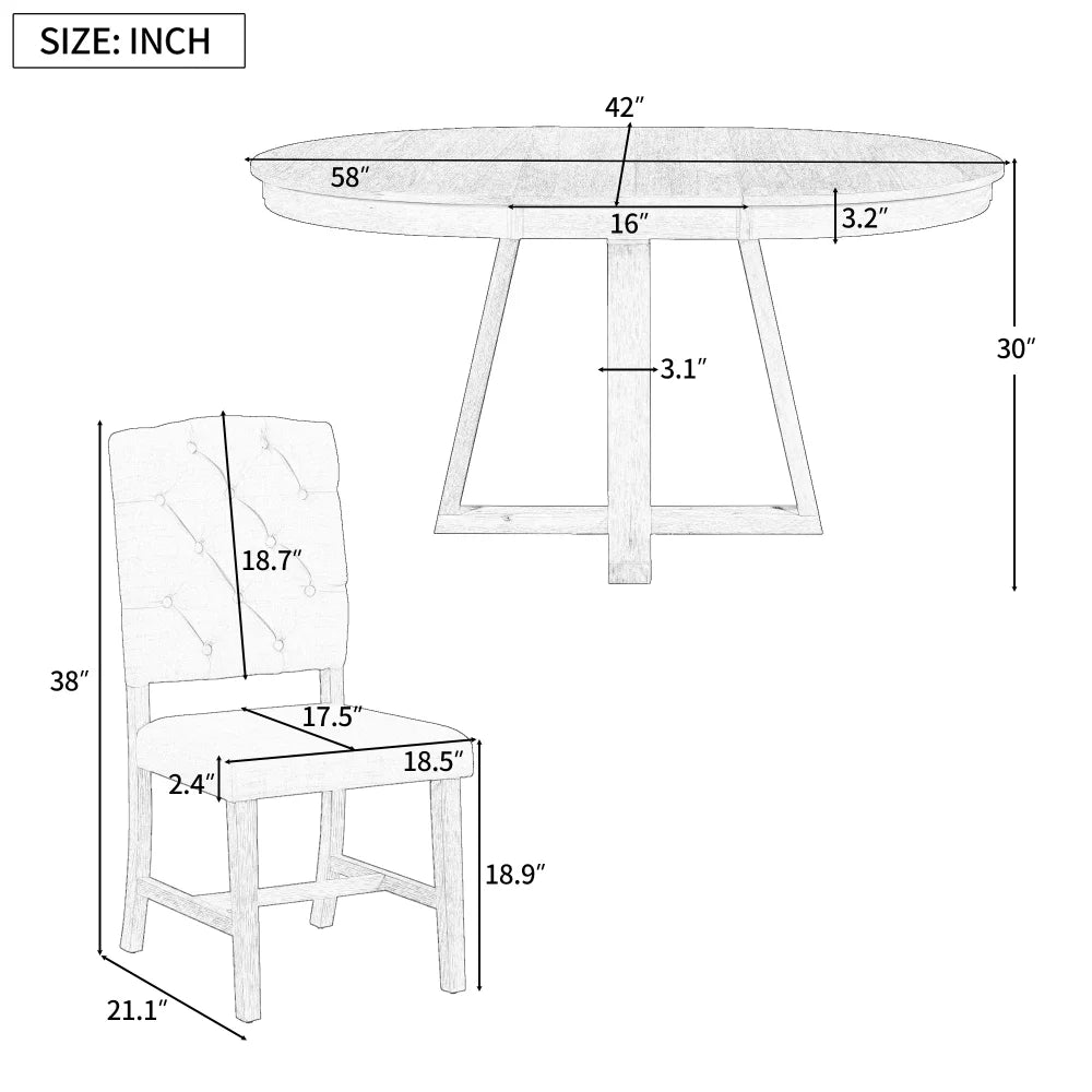 5-Piece Round Dining Set with 4 Upholstered Chairs Y8552