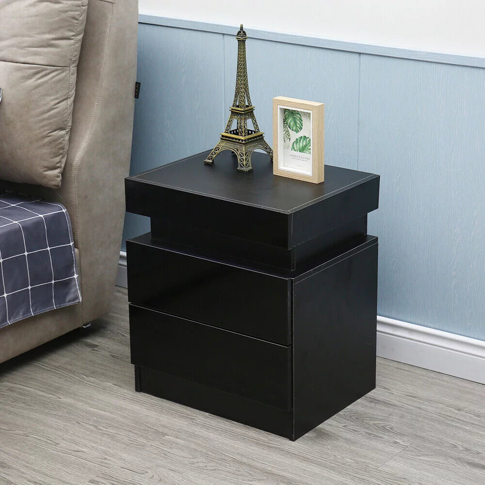 LED High Gloss 2 Drawer Nightstand Z729