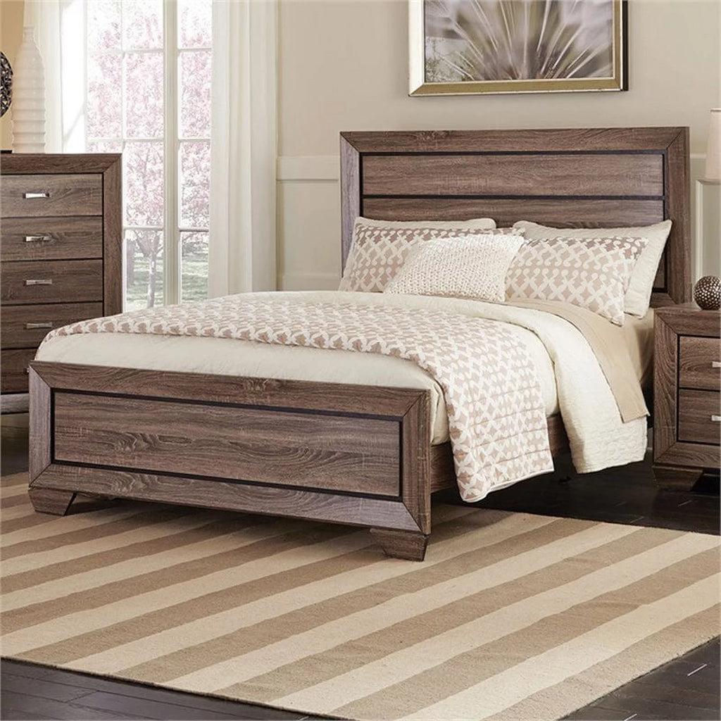 Queen Panel Bed in Washed Taupe S19763