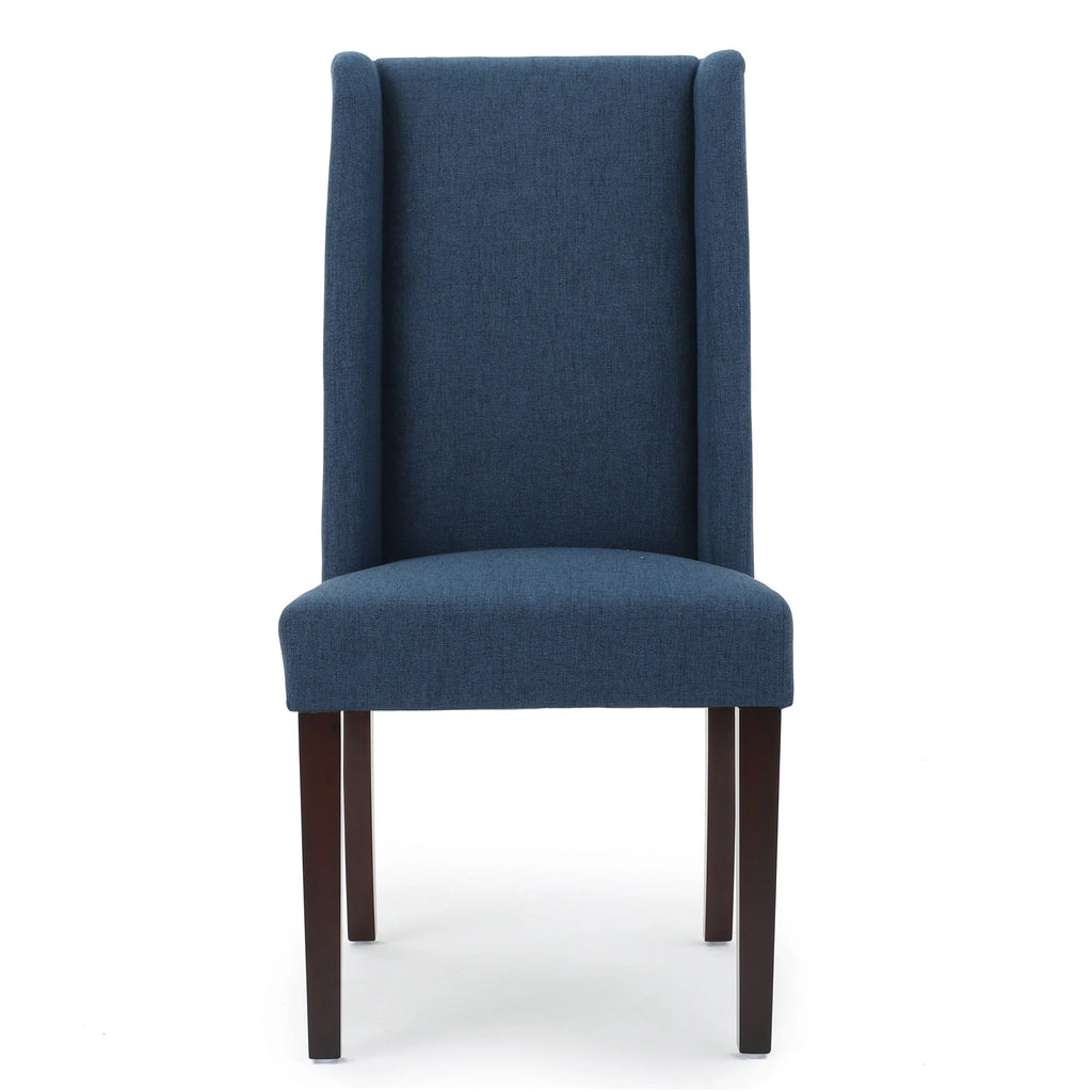 Navy Blue Fabric Wingback Dining Chair Set of 2 D711063
