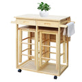 Drop Leaf Table, Rolling Kitchen Tables, Dining Table Set for 2, Natural U8087