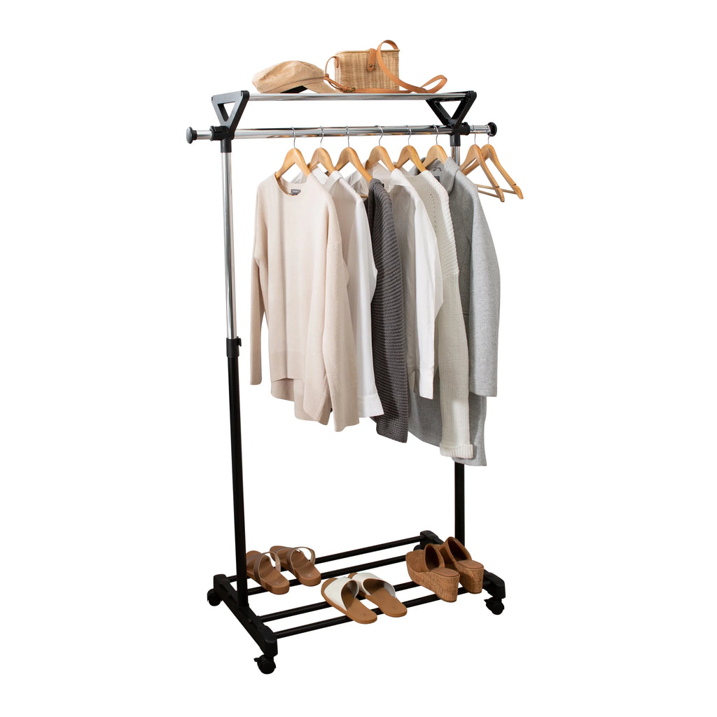 Adjustable Garment Rack with Storage Shelves O649556