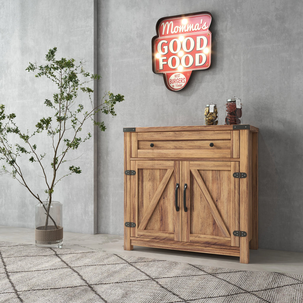 Rustic Accent Cabinet with Drawers and Doors 30 Inch A295891