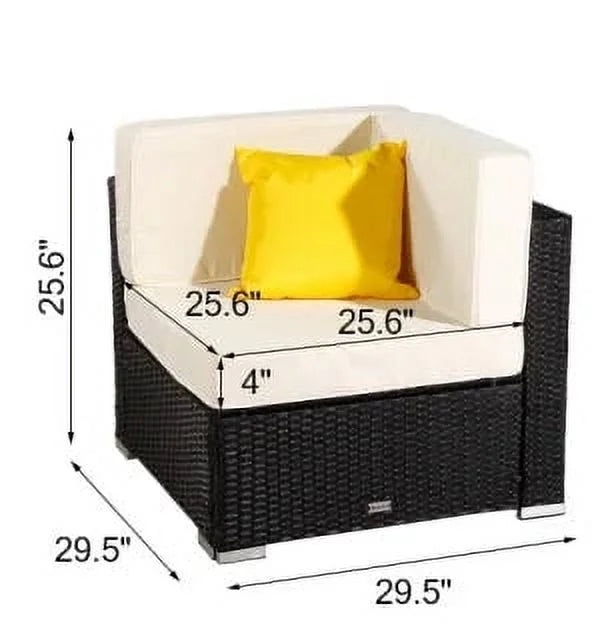 5 Pieces PE Wicker Rattan Patio Sofa Set U9564