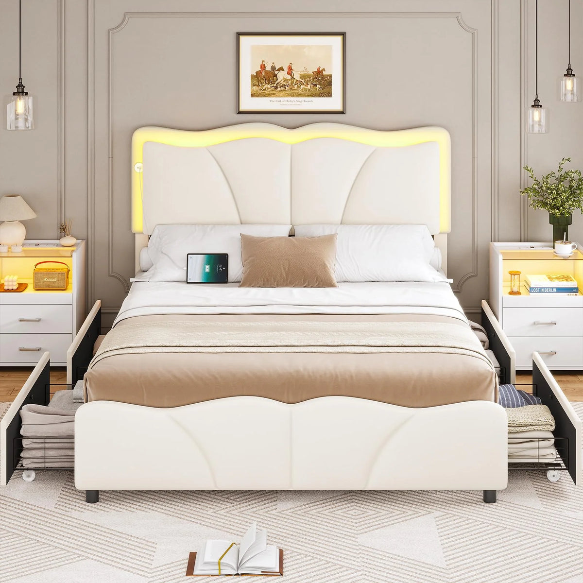 Queen Bed Frame with 4 Drawers L852