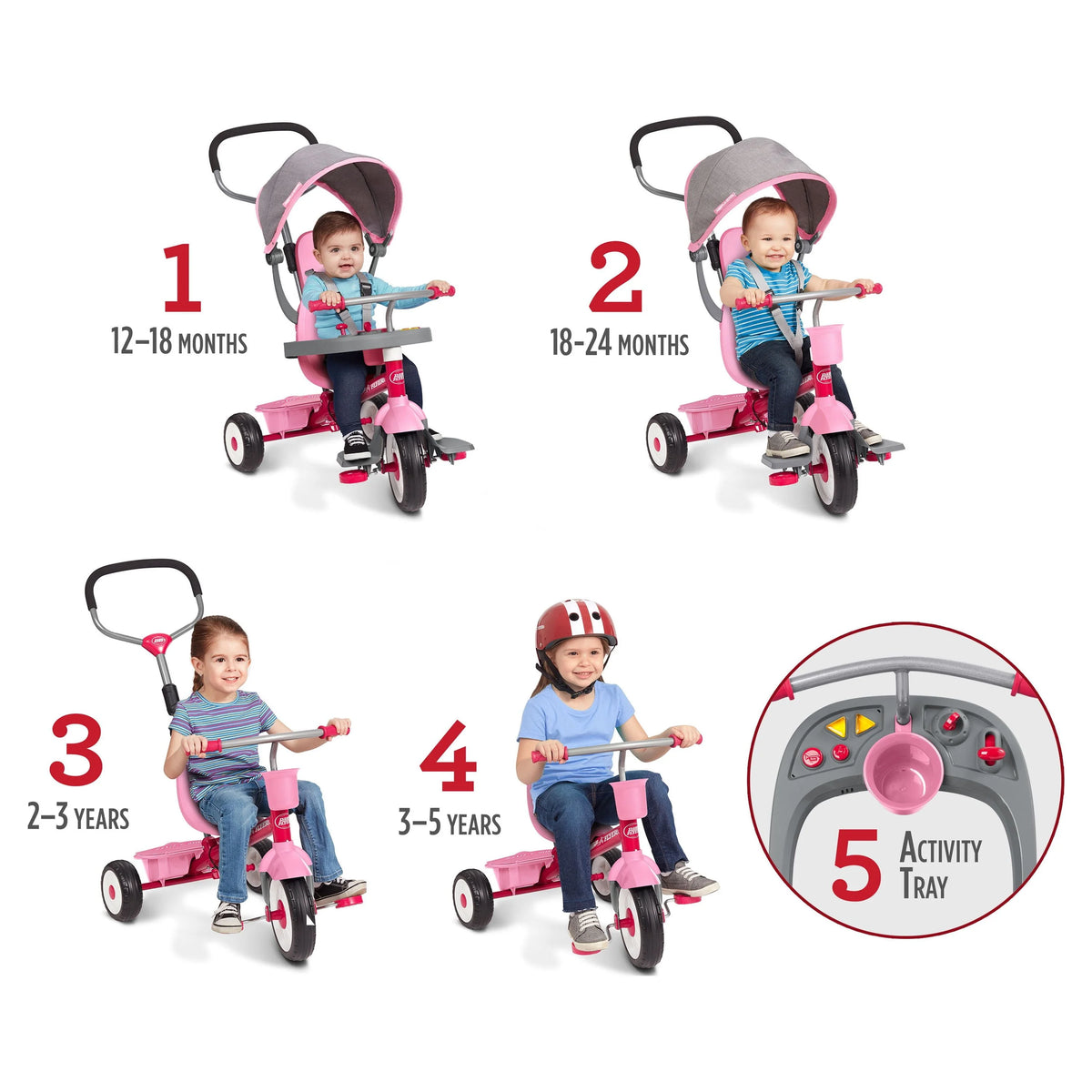 Red & Gray Convertible Tricycle I418727