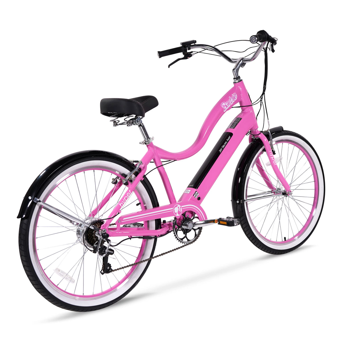 26" 36V Electric Cruiser E-Bike with Pedal-Assist, 250W Motor, Pink A543