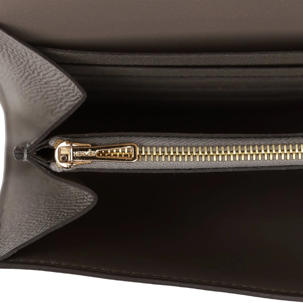 Wallet To Go Gris Meyer Epsom Gold Hardware Y1097