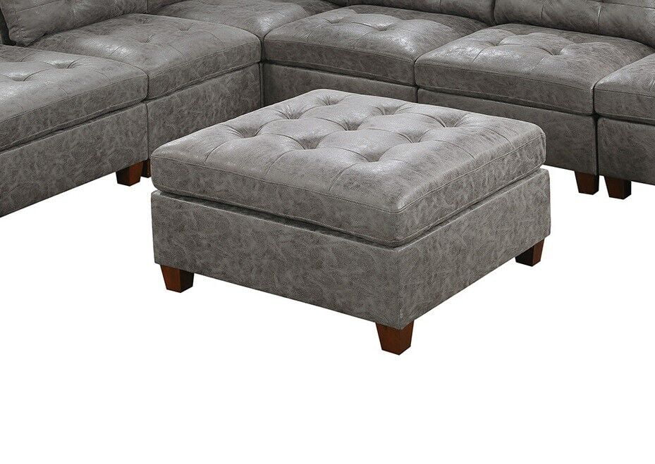 Antique Grey Leatherette 7pcs Sectional Sofa Set P143