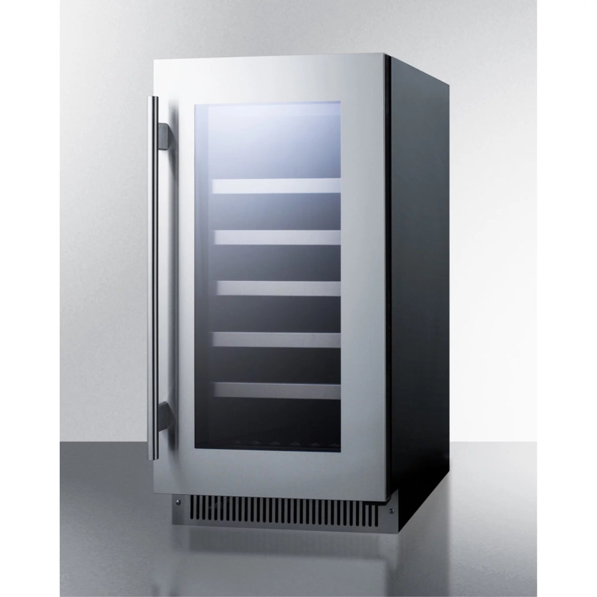 18 wide built-in wine cellar with stainless steel glass door G562538