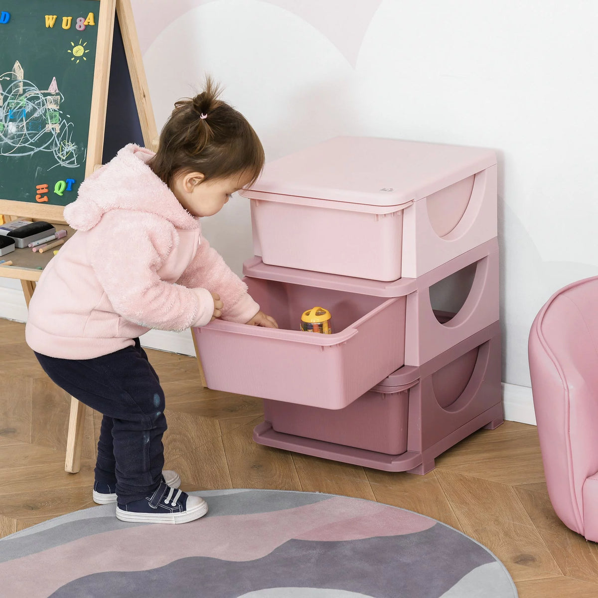 Blue 3 Tier Kids Storage Dresser Tower A7421