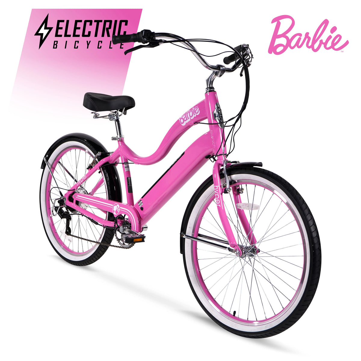 26" 36V Electric Cruiser E-Bike with Pedal-Assist, 250W Motor, Pink A543