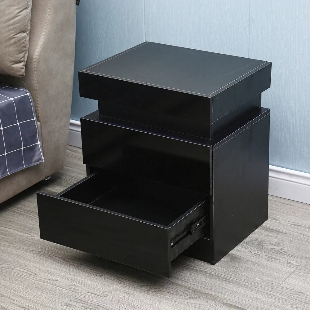 LED High Gloss 2 Drawer Nightstand Z729