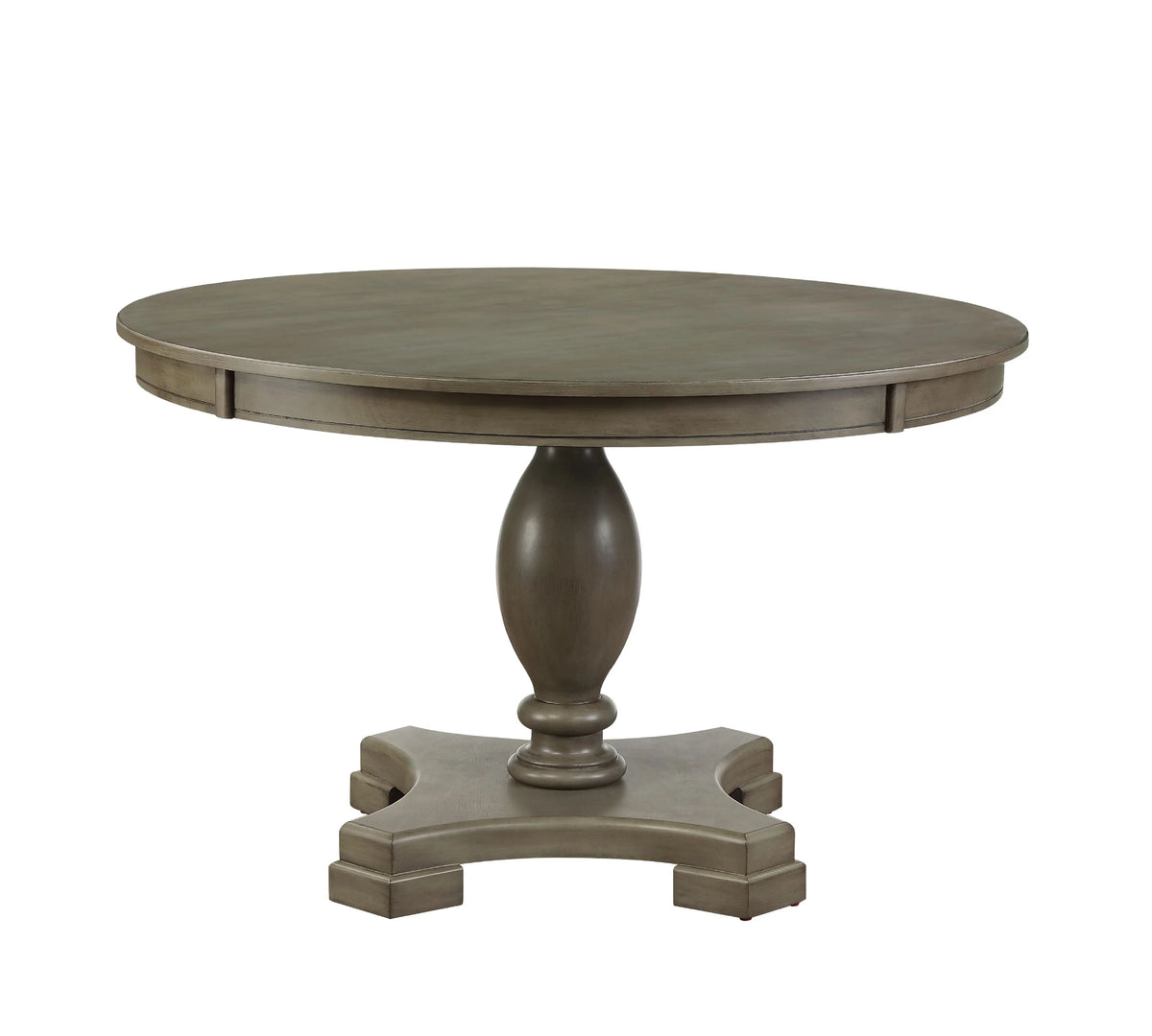 Round Wooden Top Dining Table with Single Pedestal in Gray Oak N881