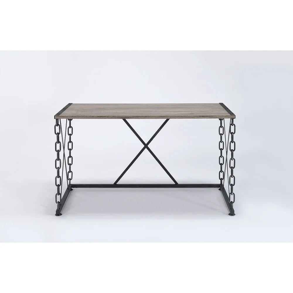 Rustic Oak and Antique Black Rectangular Desk P539033