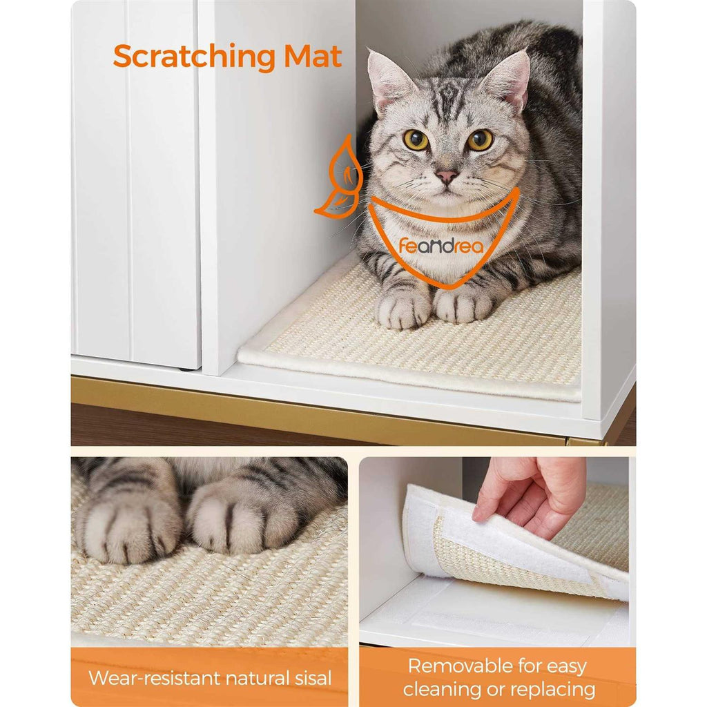 Modern Cat Litter Box Enclosure with Scratching Mat P561368