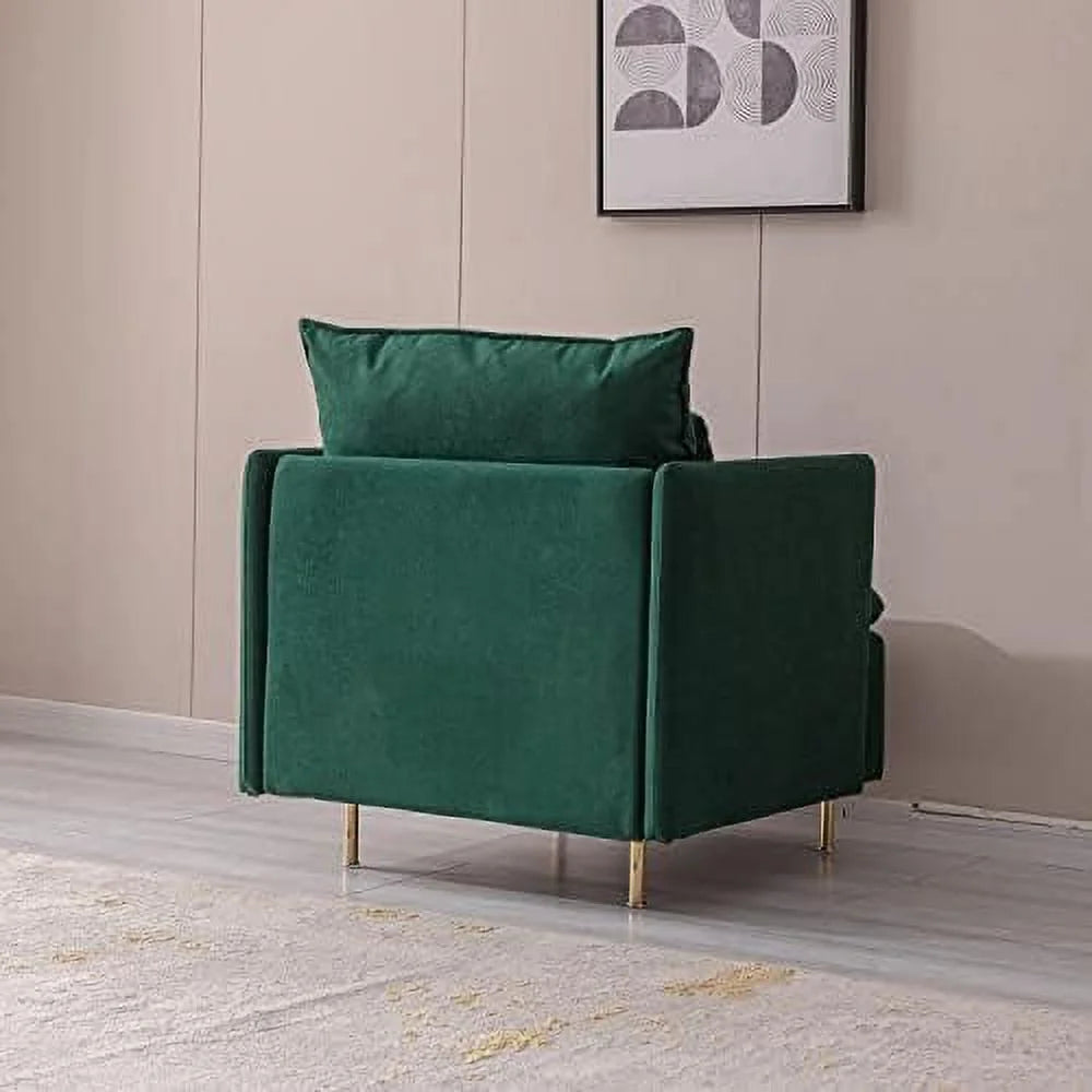 Yellow Linen Fabric Accent Armchair with Pillow I4642