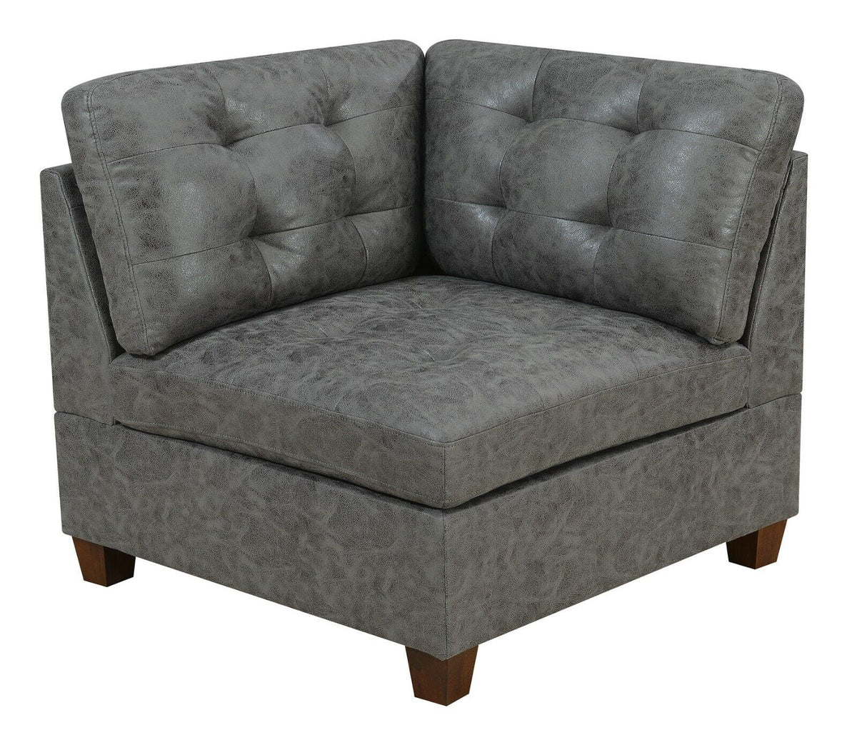 Antique Grey Leatherette 7pcs Sectional Sofa Set P143